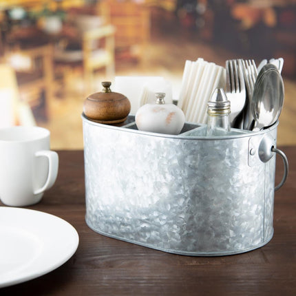 Galvanized Steel Table Caddy for Cutlery and Condiments | Olympia 2