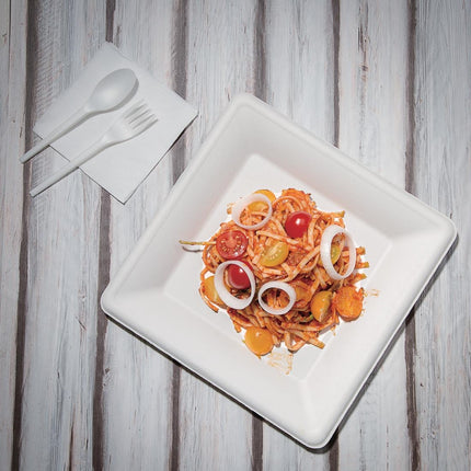 Compostable Bagasse Square Plates 261mm | Fiesta 6