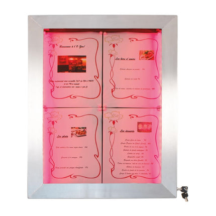 Colored LED Stainless Steel Information Display 4xA4 (Excl. Pole and Base) | Securit 8
