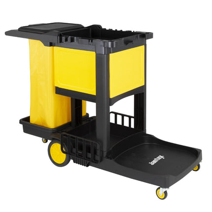 Black Cleaning Trolley with Lockable Cabinet | Jantex