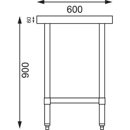 Stainless Steel Worktable without Backsplash | Vogue | 90x120x60 cm 6