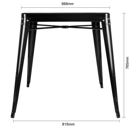 Square Galvanized Steel Bistro Table 668 mm | Bolero | Black 6