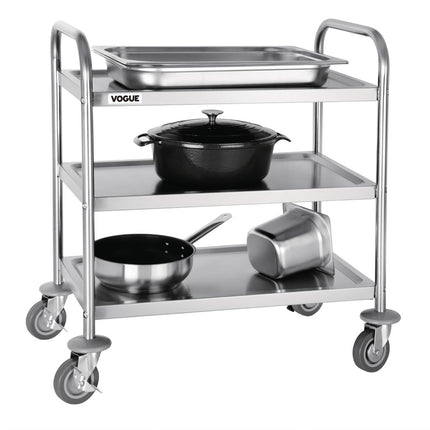 Stainless Steel 3-Tier Serving Trolley Small 82.5(h) x 71(b) cm | Vogue 2