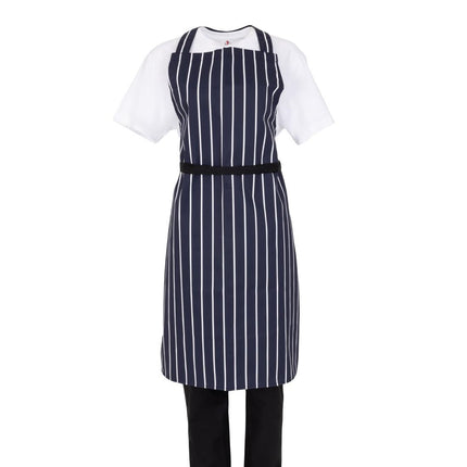 Striped Blue-White Polyester-Cotton Halter Apron | Whites 5