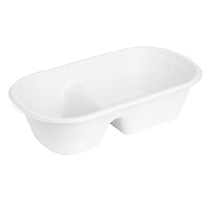 Compostable Bagasse Oval 2-Compartment Container 900ml | Fiesta 5