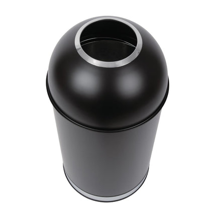 Black Steel Waste Bin with Open Lid | Bolero 2