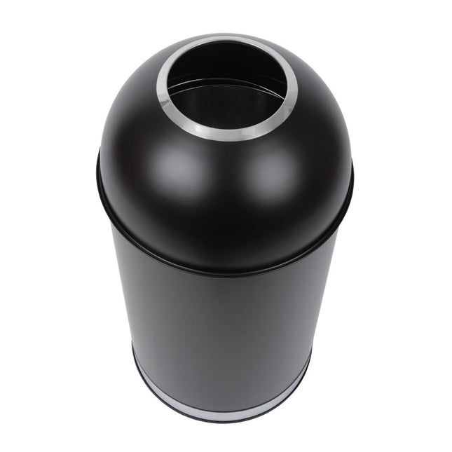 Black Steel Waste Bin with Open Lid | Bolero 2