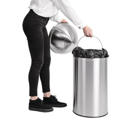 Stainless Steel Waste Bin 40L with Self-Closing Lid | Bolero 5