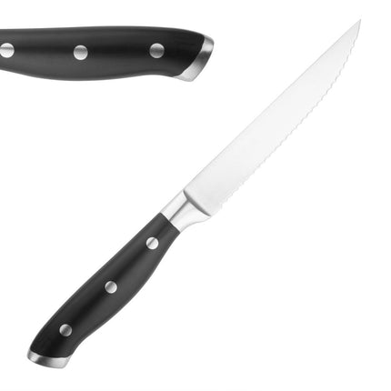 Premium Stainless Steel Riveted Steak Knives with Black ABS Handles | Olympia | Set of 6 2