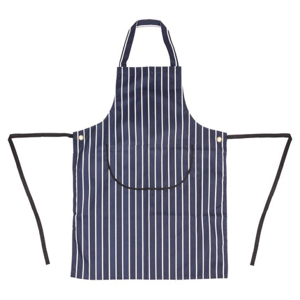 Striped Blue-White Polyester-Cotton Halter Apron with Pocket | Whites 4