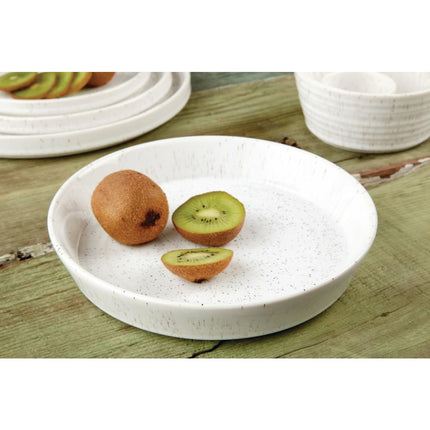 Flat Round Speckled White Porcelain Bowl 220mm | Olympia Cavolo 2