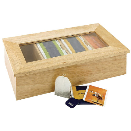 Olympia Light Wood Tea Box with 4 Compartments
