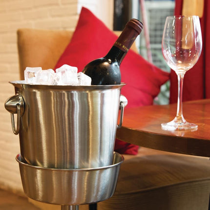 Brushed Stainless Steel Wine and Champagne Cooler 19cm | Olympia 2