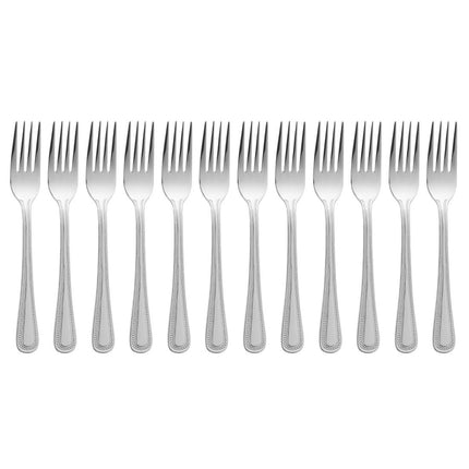 Dessert Fork with Bead Edge | Olympia Bead | 12 Pieces | High Gloss 18/0 Stainless Steel 4