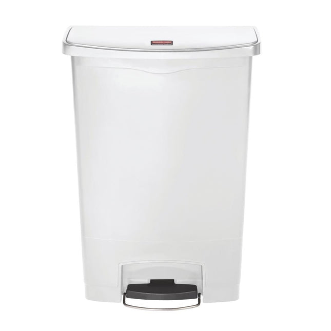 Slim Jim Front Step Pedal Bin 90L White | Rubbermaid
