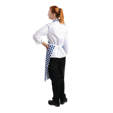 Polyester-Cotton Bib Apron Blue-White Checkered | Whites 6