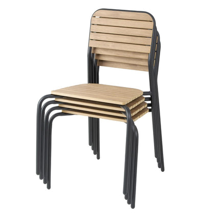 Stackable Garden Chairs with Wood Effect | Bolero Santorini Series | Set of 4 4