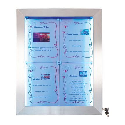 Colored LED Stainless Steel Information Display 4xA4 (Excl. Pole and Base) | Securit 10