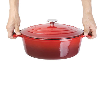 Oval Induction Cast Iron Casserole Red 6L | Vogue 2