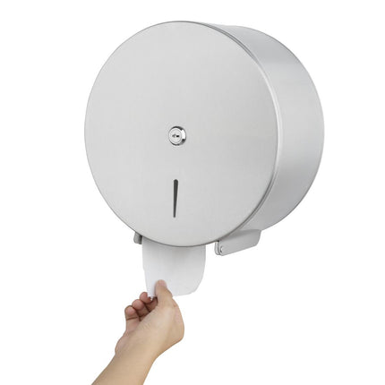 Stainless Steel Jumbo Toilet Roll Dispenser | Jantex 2