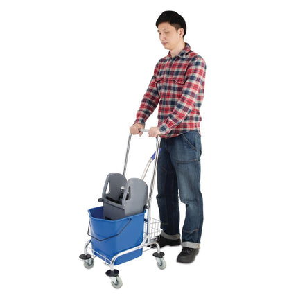 Deluxe Mop Bucket with Wringer and Stainless Steel Trolley | Jantex 24tr 7