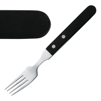 Amefa Ergonomic Steak Forks with Black Handles