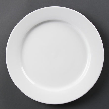 White Dinner Plates with Wide Rim 28cm | Olympia Whiteware | Set of 6