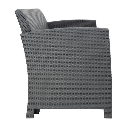Outdoor Rattan-Style Armchair and Table Set Grey | Bolero 3