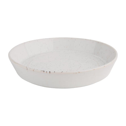 Flat Round Speckled White Porcelain Bowl 220mm | Olympia Cavolo
