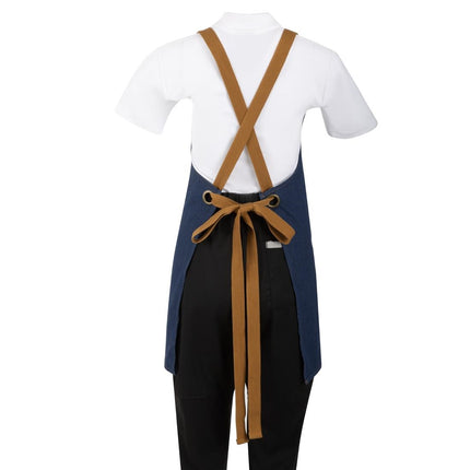 Southside Denim Blue Bistro Apron with Brown Straps 8