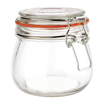 Airtight Preserving Jar with Rubber Seal and Clip | Vogue | 0.5L Capacity