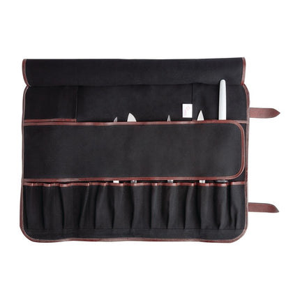 Black Canvas Knife Roll for 17 Knives | Boldric 2