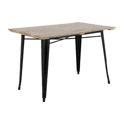 Bolero Bistro Dining Table with Mango Wood Slatted Top and Black Legs 1200mm