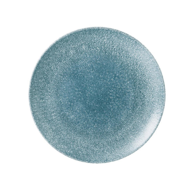 Large Porcelain Coupe Plate | Churchill Raku Topaz Blue Evolve | Pack of 12