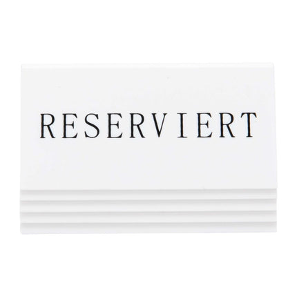 Reserved Table Stand White Acrylic Black Text German | Securit | Pack of 5 5
