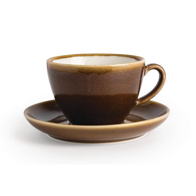 Kiln Natural Porcelain Cappuccino Cups Brown 340ml | Olympia | 6 pcs 2