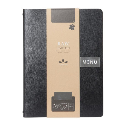 Black Raw Leather A4 Menu Book Cover | Securit Leather Series 4