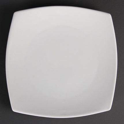 Rounded Square Porcelain Plates 24cm | Olympia Whiteware
