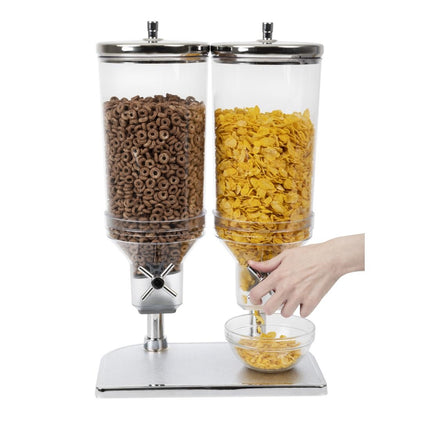 Double Breakfast Cereal Dispenser 2 x 4.5L with Stainless Steel and Chrome Finish | APS 6