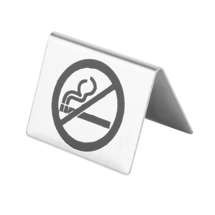 Stainless Steel No Smoking Table Sign | Olympia