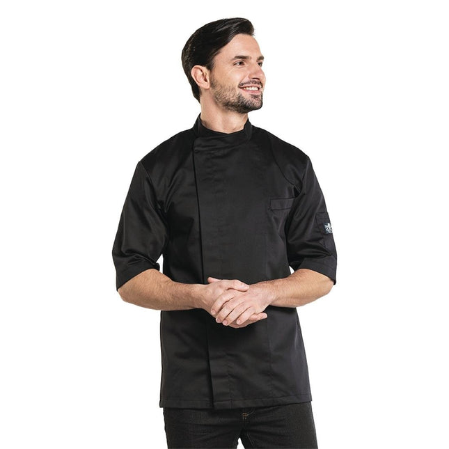 Short Sleeve Chef Jacket Black | Chaud Devant Bacio | Size XXL