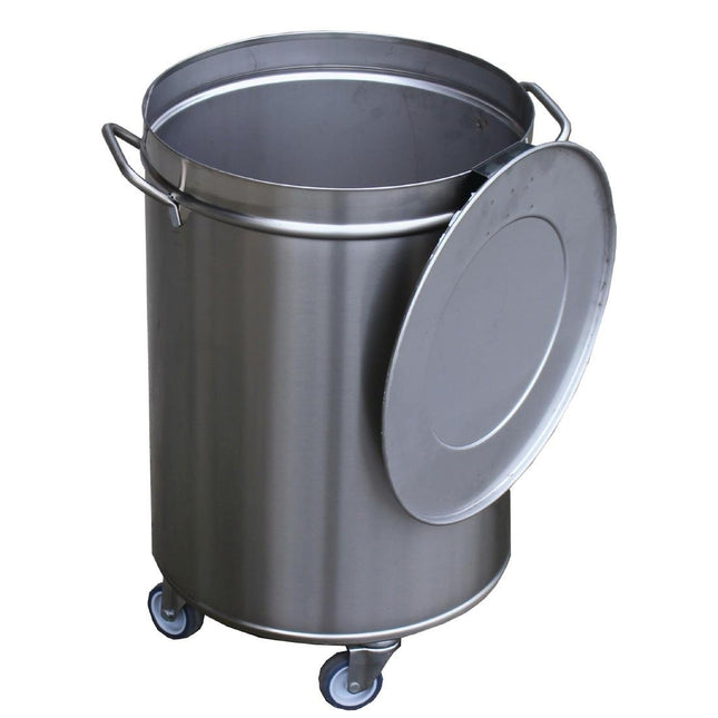 Stainless Steel Mobile Waste Bin with Lid | Gastro M | 90L