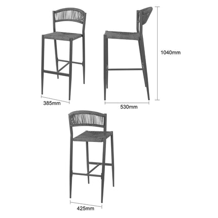 PE Woven Rattan Outdoor Bar Stools Anthracite | Bolero Eden | 2 Pieces 5