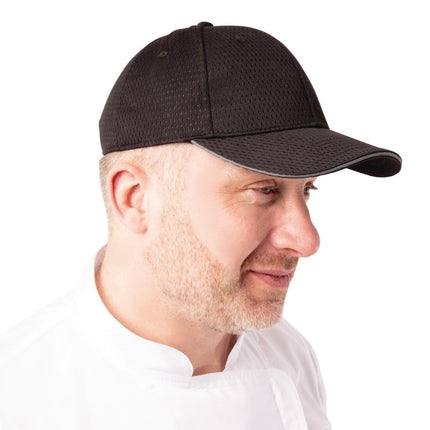 Cool Vent Baseball Cap with Contrasting Edge | Chef Works | Black and Gray