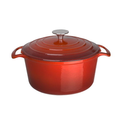 Round Induction Cast Iron Casserole Red 3.2L | Vogue