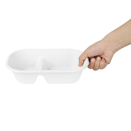 Compostable Bagasse Oval 2-Compartment Container 900ml | Fiesta 2