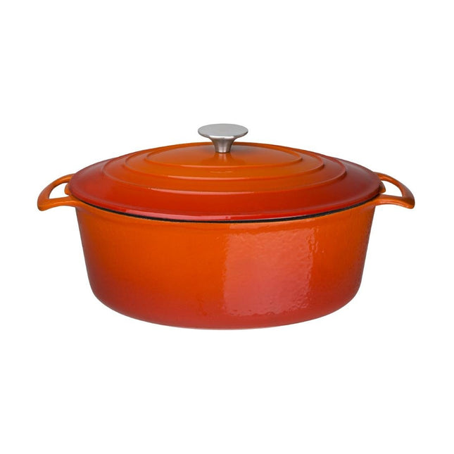 Oval Induction Cast Iron Casserole Orange 6L | Vogue