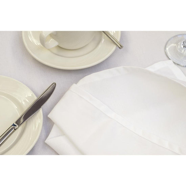 Round Heavyweight Polyester Tablecloth | Mitre Essentials Occasions | 305cm Diameter | White 2
