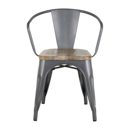 Bolero Bistro Curve Armchairs with Wooden Seat Dark Grey 4-Pack 2