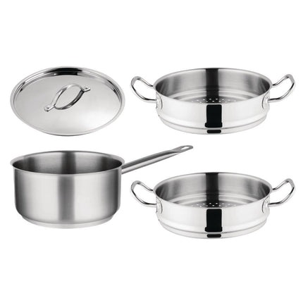 Vogue 3-Piece Cookware Set with Saucepan and Steamers